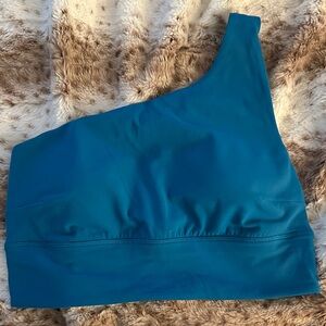 One-Shoulder Blue Sports Bra